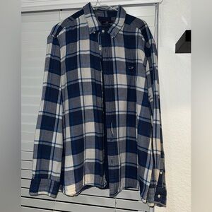 Vineyard Vines Navy and Cream Plaid Shirt